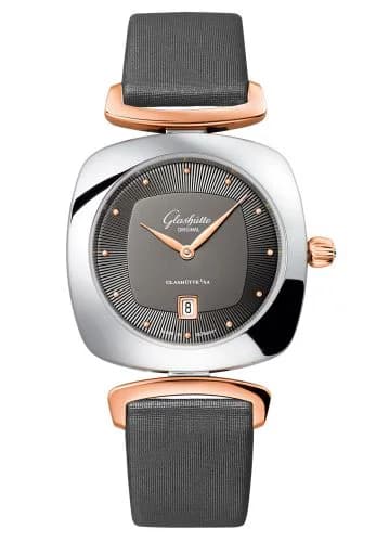 Pavonina Date Stainless Steel / Red Gold / Grey / Calf