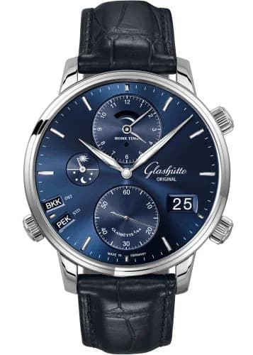 Senator Cosmopolite Stainless Steel / Blue / Alligator / Folding