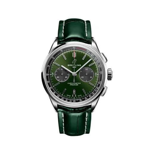 Premier B01 Chronograph 42 Stainless Steel / Green / Alligator - Pin
