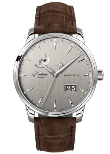 Senator Excellence Panorama Date Moonphase Stainless Steel / Grey / Alligator - Folding