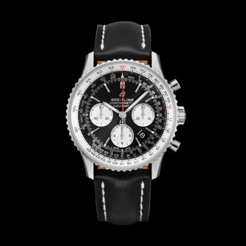 Navitimer 1 B01 Chronograph 43 Stainless Steel / Black / Calf /  Pin