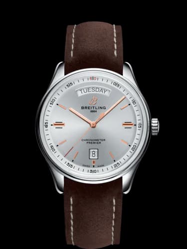 Premier Automatic Day & Date 40 Stainless Steel / Silver / Nubuck Brown / Tang
