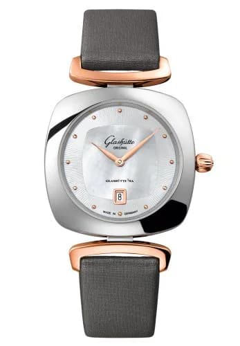 Pavonina Date Stainless Steel / Red Gold / MOP / Calf