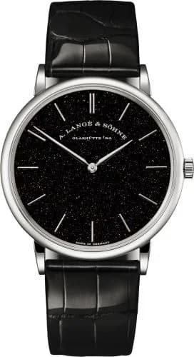 Saxonia Thin White Gold / Black Aventurine