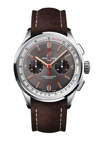 Premier B01 Chronograph 42 Stainless Steel / Wheels and Waves  / Nubuck / Pin