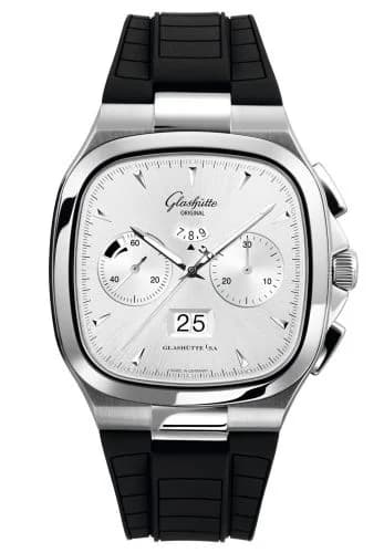 Seventies Chronograph Panorama Date Silver / Rubber / Folding