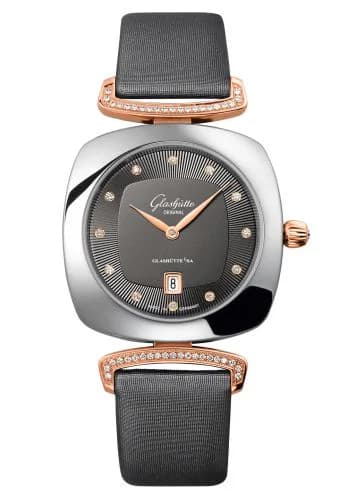 Pavonina Date Stainless Steel / Red Gold / Diamond / Grey / Calf