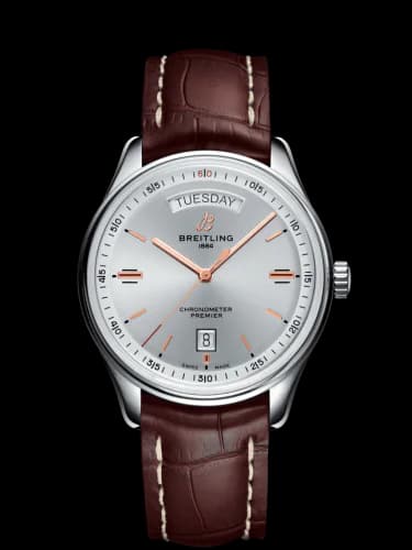 Premier Automatic Day & Date 40 Stainless Steel / Silver / Croco Brown / Folding