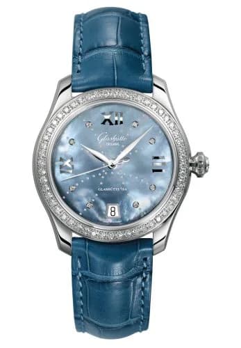 Lady Serenade Stainless Steel / Diamond / Blue MOP - Index Line / Alligator / Pin