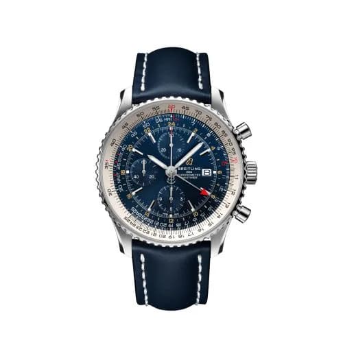Navitimer 1 Chronograph GMT Stainless Steel / Blue / Calf / Pin