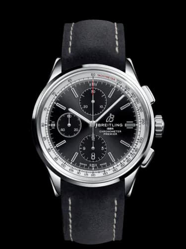 Premier Chronograph 42 Stainless Steel / Black / Nubuck Black / Tang