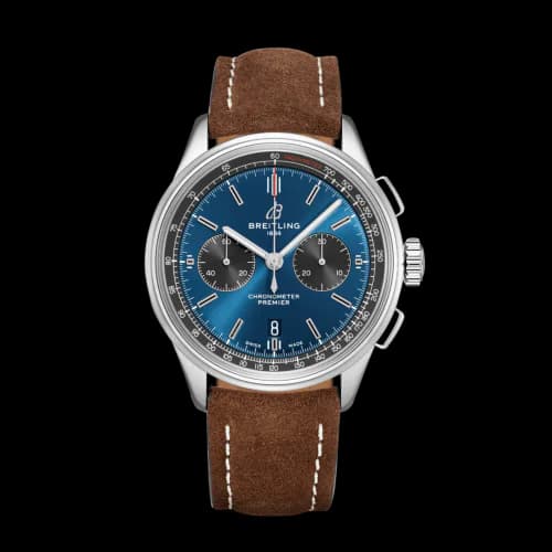Premier B01 Chronograph 42 Stainless Steel / Blue / Brown Nubuck / Pin