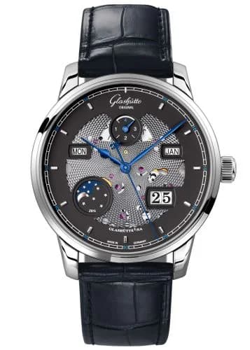 Senator Excellence Perpetual Calendar White Gold / Black-Skeleton/ Alligator / Pin