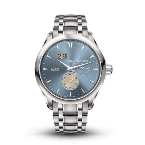 Manero Peripheral BigDate Stainless Steel / Light Blue / Bracelet