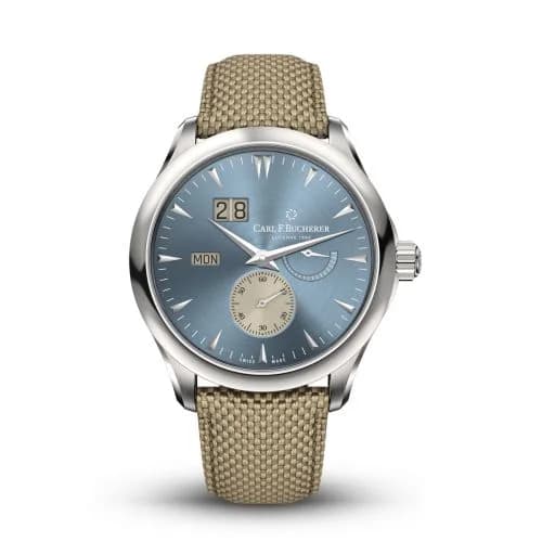 Manero Peripheral BigDate Stainless Steel / Light Blue