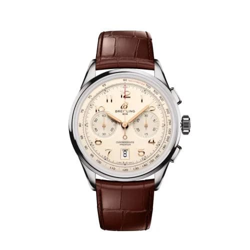 Premier B01 Chronograph 42 Stainless Steel / Cream / Alligator - Matte