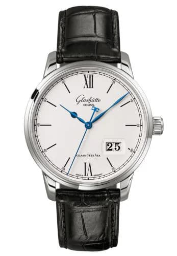 Senator Excellence Panorama Date Stainless Steel / Silver / Alligator -  Pin