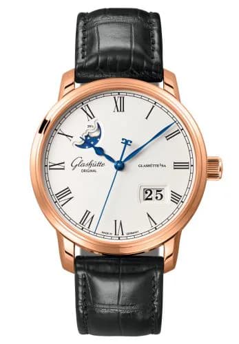 Senator Panorama Date Moon Phase Red Gold / Silver / Alligator / Pin