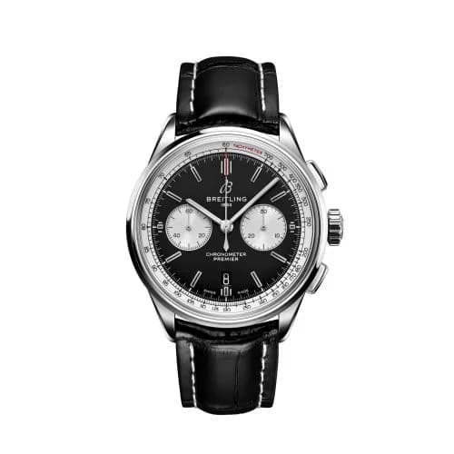 Premier B01 Chronograph 42 Stainless Steel / Black / Alligator / Folding