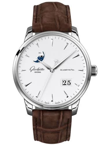 Senator Excellence Panorama Date Moonphase Stainless Steel / Silver / Alligator - Pin