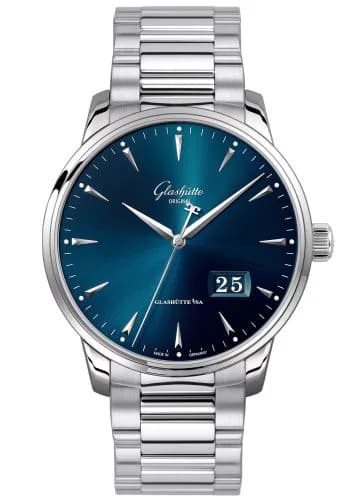Senator Excellence Panorama Date Stainless Steel / Blue / Bracelet
