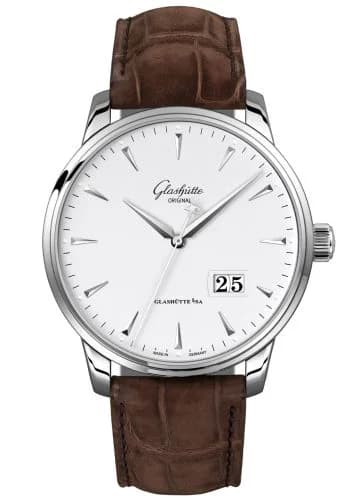 Senator Excellence Panorama Date Stainless Steel / Silver / Alligator / Folding