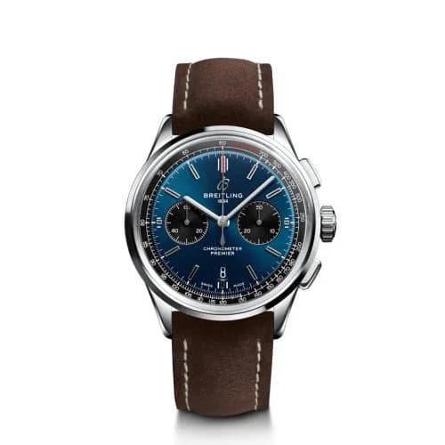 Premier B01 Chronograph 42 Stainless Steel / Blue / Brown Nubuck / Pin