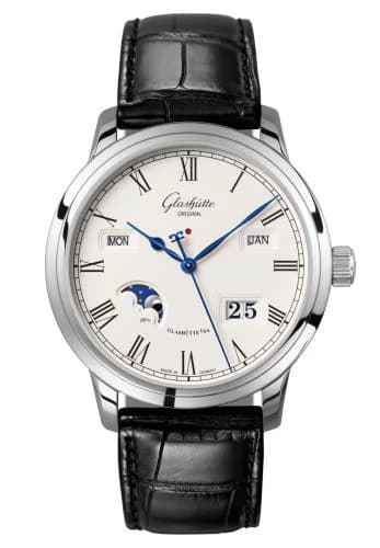 Senator Perpetual Calendar Stainless Steel / Silver / Alligator / Pin