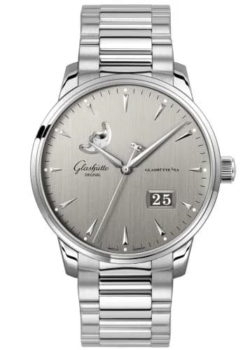 Senator Excellence Panorama Date Moonphase Stainless Steel / Grey / Bracelet