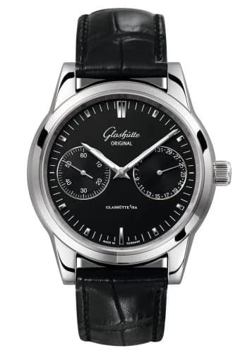 Senator Hand Date Stainless Steel / Black / Alligator / Pin