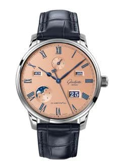 Senator Perpetual Calendar Stainless Steel / Salmon  / Alligator / Folding