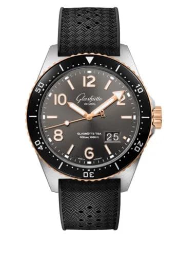 SeaQ Panorama Date Stainless Steel / Red Gold / Grey / Rubber - Pin