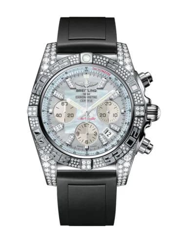 Chronomat 44 White Gold Diamondworks / Gray Pearl Diamond / Rubber