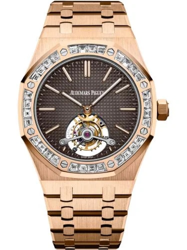Royal Oak Ultra Thin Tourbillon Pink Gold / Baguette / Brown