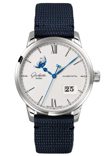 Senator Excellence Panorama Date Moonphase Stainless Steel / Silver / Synthetic