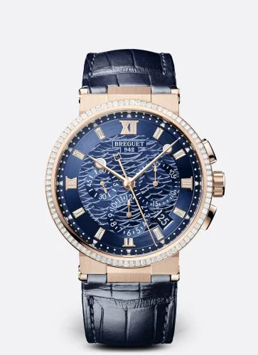 Marine Chronograph 5529 Rose Gold - Diamond / Blue / Alligator
