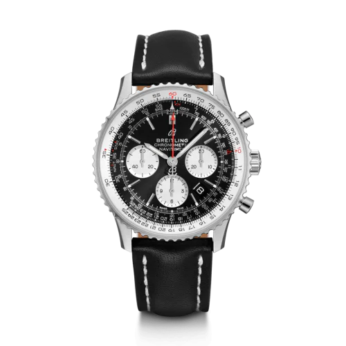 Navitimer 1 B01 Chronograph 43 Stainless Steel / Black / Calf /  Pin