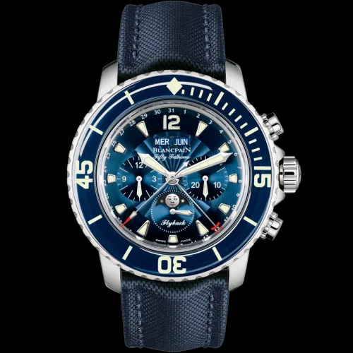 Fifty Fathoms Chronographe Flyback Quantieme Complet Stainless Steel / Blue / Blue Canvas