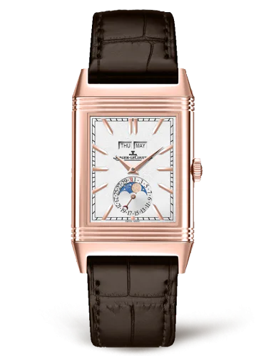 Reverso Tribute Calendar Pink Gold / Silver / Alligator