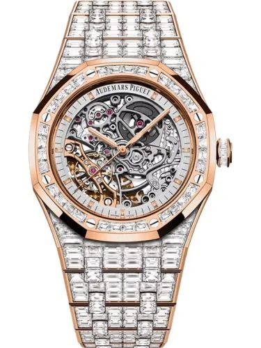 Royal Oak 41 Double Balance Wheel Openworked Pink Gold / Baguette
