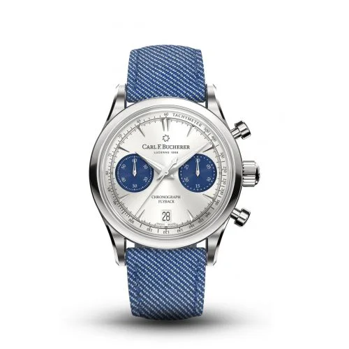 Manero Flyback 40 Stainless Steel / Silver - Blue