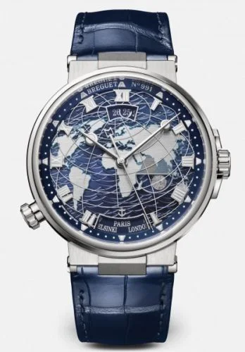 Marine Hora Mundi 5557 White Gold / Blue / Alligator