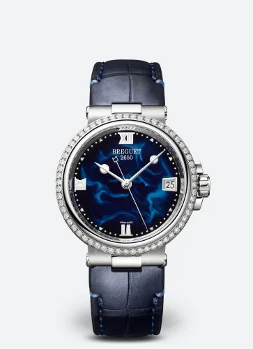 Marine Dame 9518 Stainless Steel - Diamond / Blue / Alligator