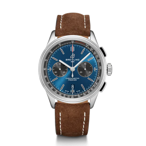Premier B01 Chronograph 42 Stainless Steel / Blue / Brown Nubuck / Pin