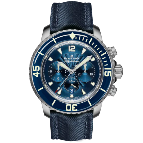 Fifty Fathoms Chronographe Flyback Stainless / Blue / Blue Canvas