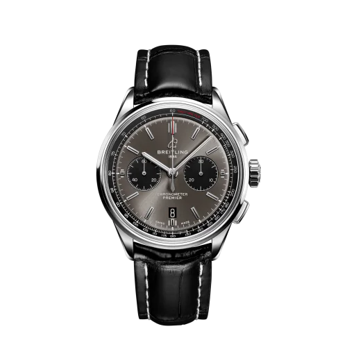 Premier B01 Chronograph 42 Stainless Steel / Anthracite / Croco / Pin