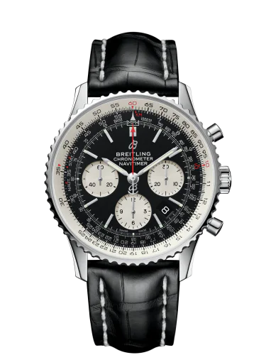 Navitimer 1 B01 Chronograph 43 Stainless Steel / Black / Croco /  Pin