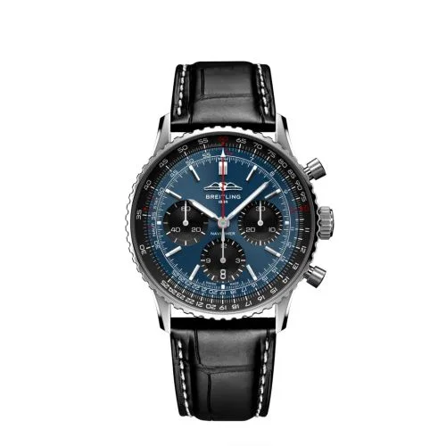 Navitimer B01 Chronograph 41 Stainless Steel / Blue / Alligator - Folding