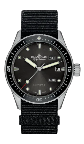 Fifty Fathoms Bathygraphe Quantième Annuel Black / Grey / Black NATO