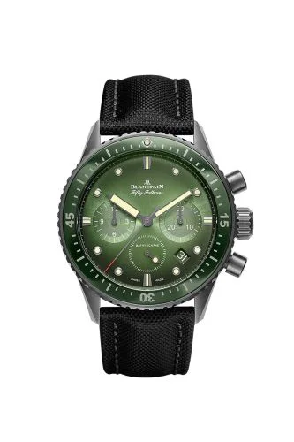 Fifty Fathoms Bathyscaphe Flyback Chronograph Black Ceramic / Green / Canvas